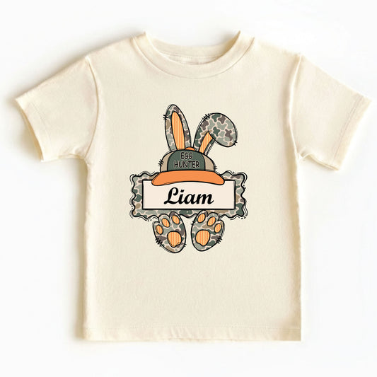 Personalized Bunny Name Shirts Custom Camo Easter Kids Tees Egg Hunter Outfit Boy Girl Baby Bodysuit Childrens Clothing