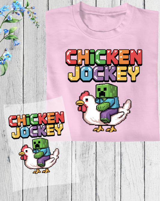 Chicken Jockey Funny Minecraft Heat Transfer for Shirts