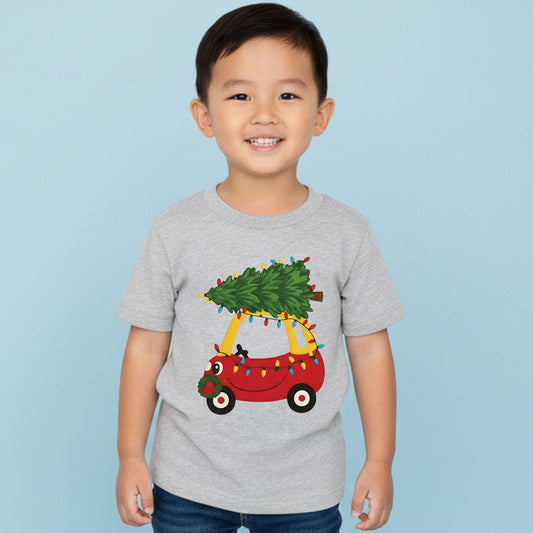 Toddler Holiday Tree Sweatshirt Red Car Shirt Kids Christmas Outfit Cozy Winter Sweater Cute Xmas Gift for Children
