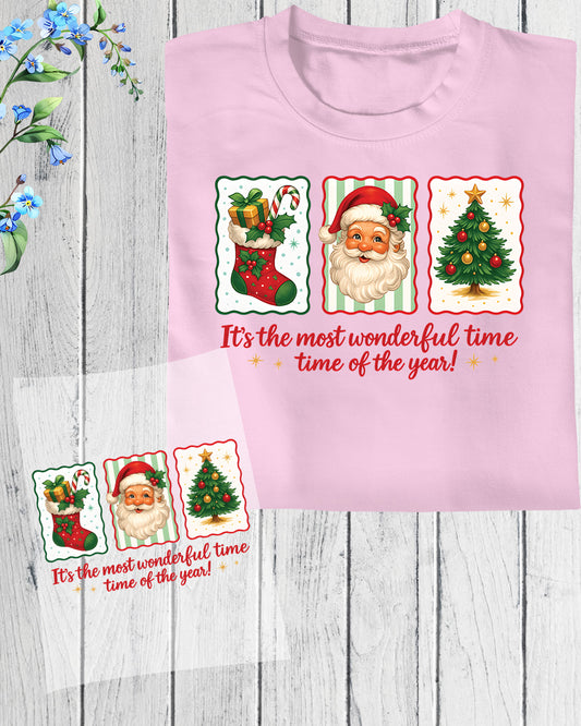 Christmas Santa Christmas Tree DTF Transfer, Holiday Heat Press Design, Xmas Shirt Print, UV DTF Sticker, Retro Christmas Gift
