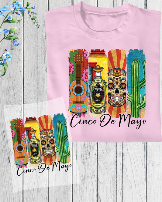 Cinco de Mayo Guitar DTF Transfer Ready to Press