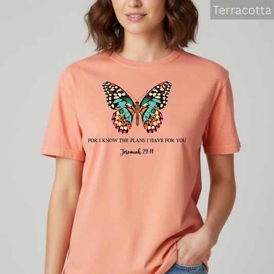 Comfort Colors® Christian T Shirt For I Know The Plans I Have For You Bible Scriptures Shirts for Women Faith Apparel Religious Gift Tees