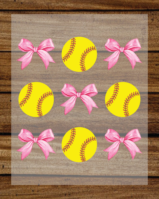 Coquette Bow Softball Ready To Press DTF Transfer
