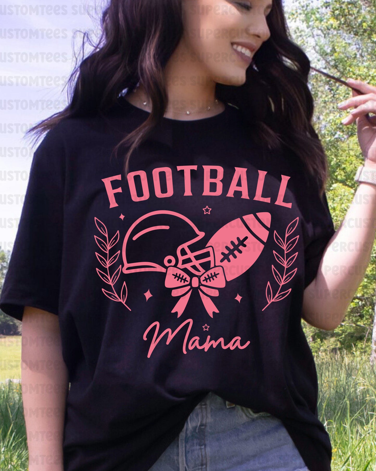 Coquette Football Mama Bow DTF Transfer