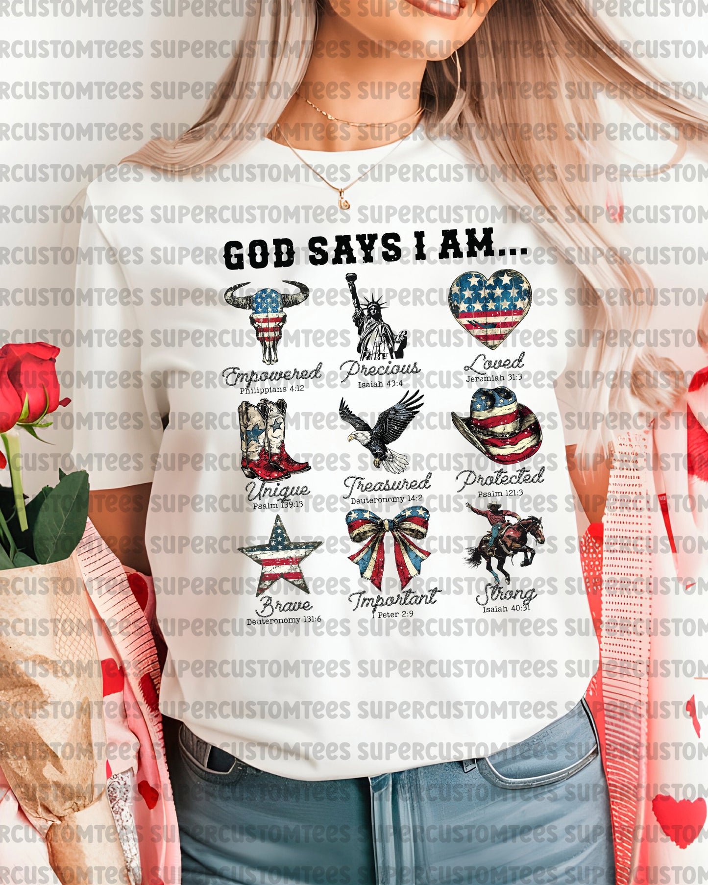 Cowboy God Says I Am 4th of July DTF Transfer
