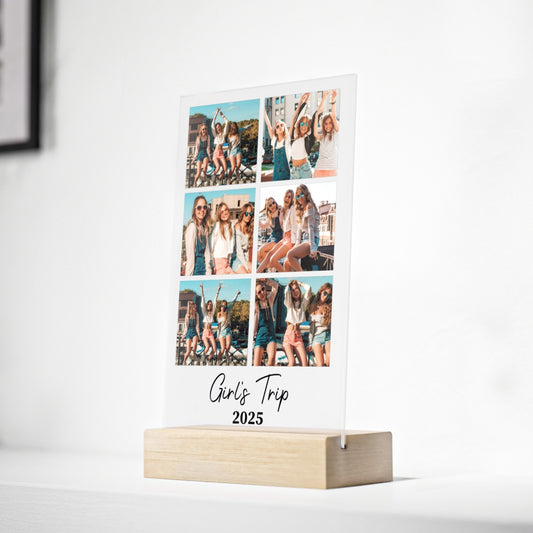 Custom Acrylic Plaque Photo Stand with LED Night Light