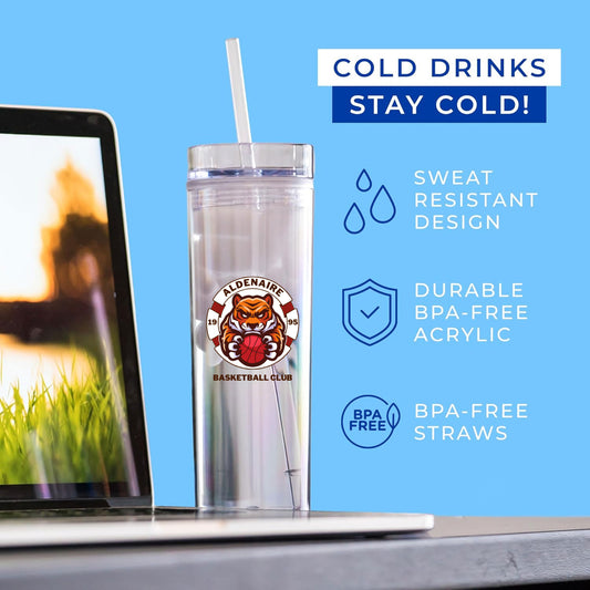 Custom Acrylic Tumblers Reusable Durable Clear Skinny Tumblers with Lids and Straws - 16 oz