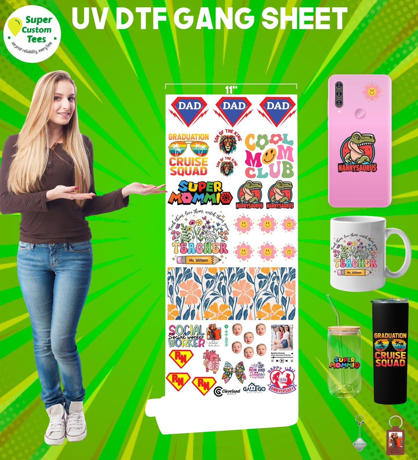 Custom UV DTF Transfers Stickers Gang Sheets - Upload Your File