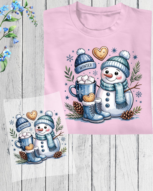 Cute Snowman Christmas DTF Transfer ready to Press, Funny Christmas Heat Transfer for Shirts, Winter Holiday X-mas UV Sticker