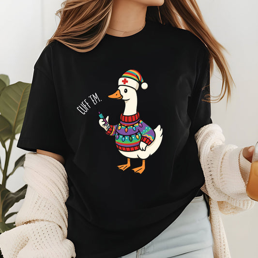 Cuff Em Nurse Christmas Sweatshirt, Nurse Practitioner Shirt, Funny Goose Nurse Sweater, Medical Humor Christmas Tees