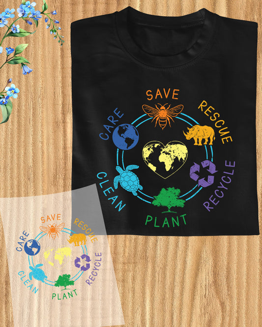 Earth Day DTF Transfer Ready to Press