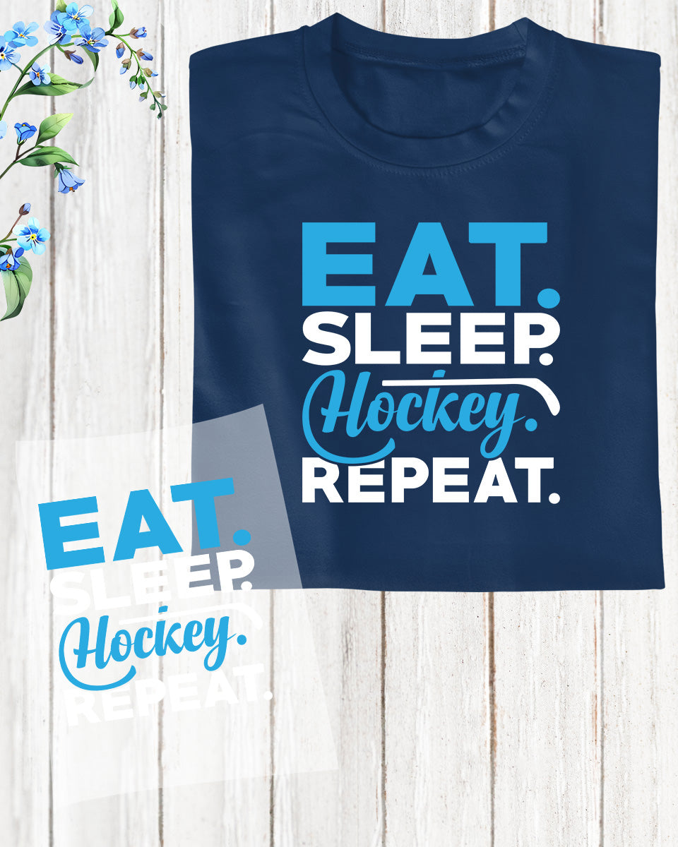 Eat Sleep hockey Repeat Ice Hockey DTF Transfer Film