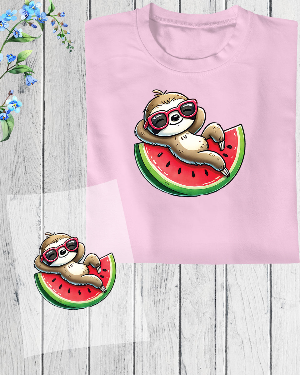Summer Sloth Watermelon DTF Transfer Film