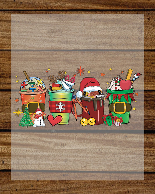 Christmas Teacher Coffee DTF Transfer Film