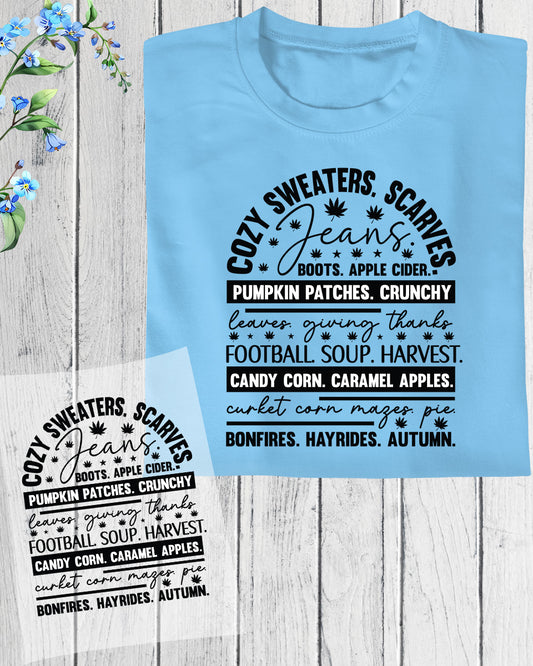 Fall Cozy Sweaters Scarves DTF Transfer