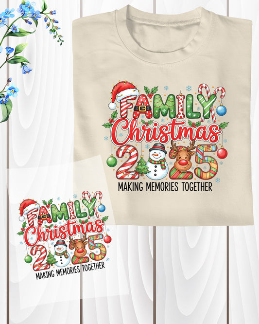 Family Christmas 2025 DTF Transfer ready to Press, Making Memories Together Heat Transfer for Shirts, Holiday X-mas UV Sticker Prints