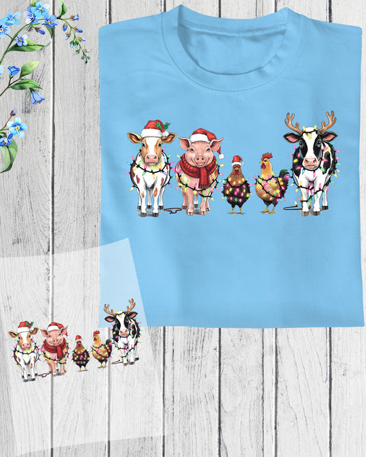 Farm Animals Christmas DTF Transfer