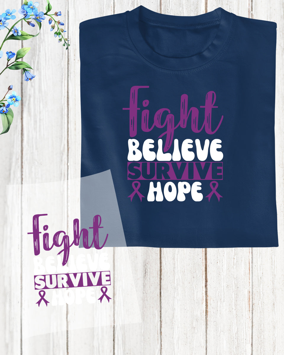 Fight Believe Survive Hope Alzheimer's DTF Transfer Film