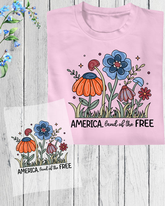 Floral America DTF Transfer Ready to Press