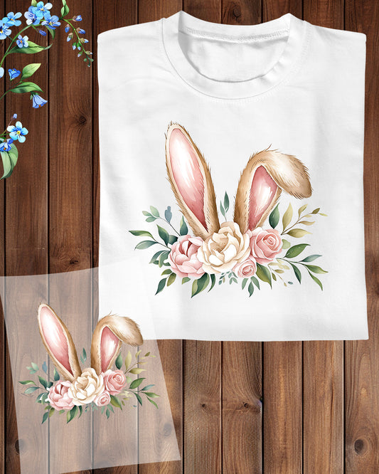 Floral Easter Bunny Ears Ready to Press Heat Transfers