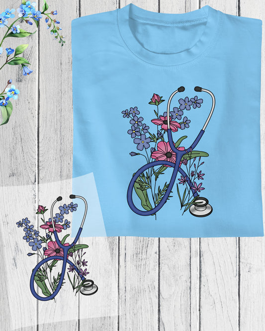 Floral Stethoscope Nurse DTF Transfer