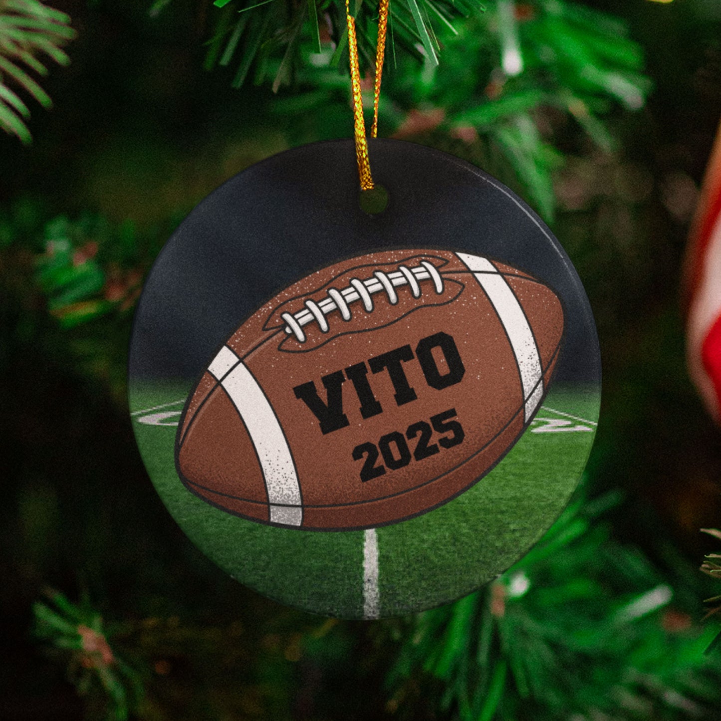 Football Christmas Ornament With Personalized Name