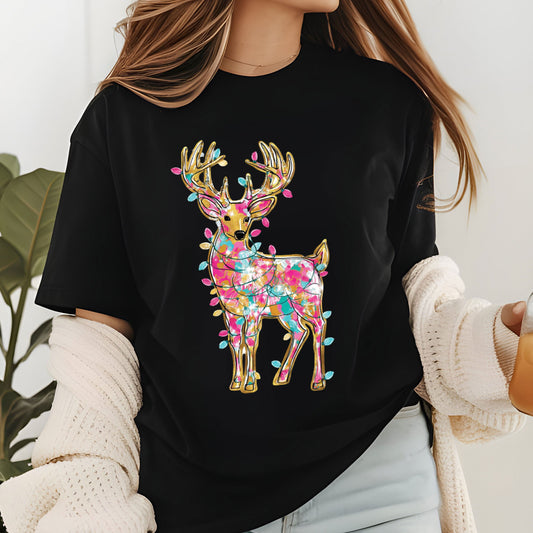 Glitter Christmas Deer DTF Transfer Ready to Press