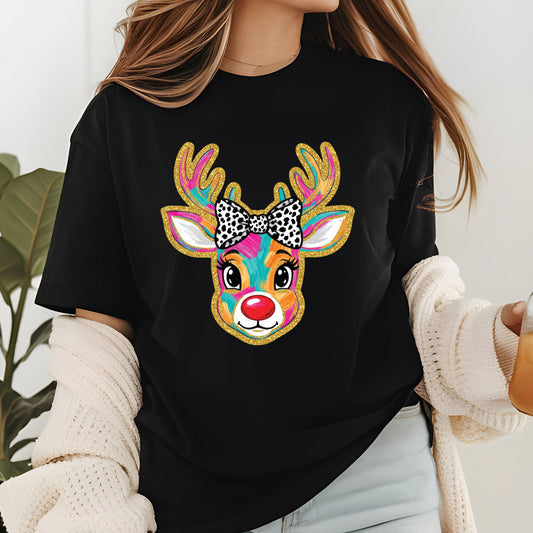 Glitter Christmas Reindeer DTF Transfer
