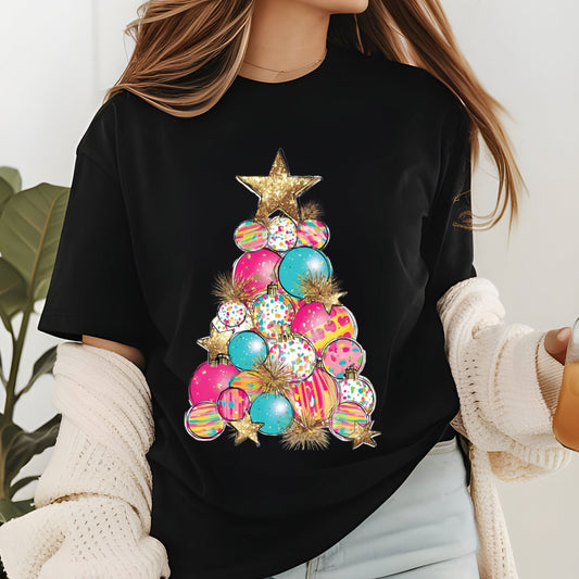 Glitter Christmas Tree DTF Transfer Ready to Press