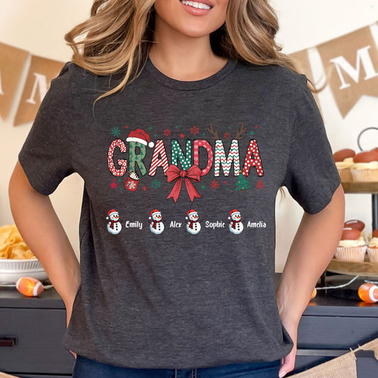 Personalized Grandma Christmas Sweatshirt With Grandkids Name, Custom Grandkids Name Shirt, Grandma Holiday Gift