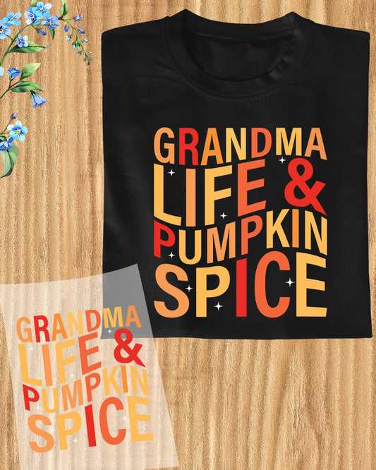 Grandma Pumpkin Spice Autumn Fall Season Heat Transfer