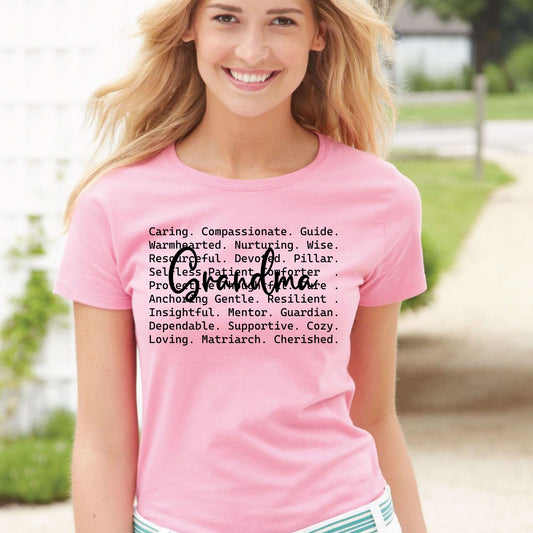 Grandma Shirt Grandma Appreciation Womens Tees Gigi Mimi Nana Shirts Ladies Grandma Word Top Tees Grammy Nonna Gifts