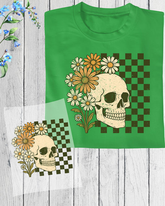 Halloween Skull Floral Heat Transfer