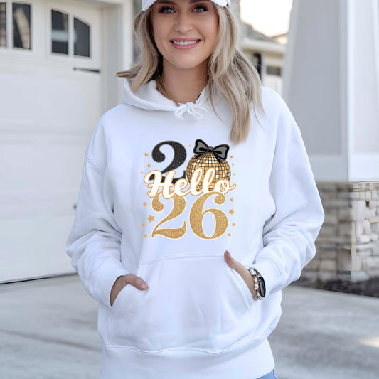 Happy New Year 2026 Trendy New Years DTF Transfer, Ready to Press Heat Transfer for Shirts, Festive Holiday New Year 2026 Design, UV Sticker