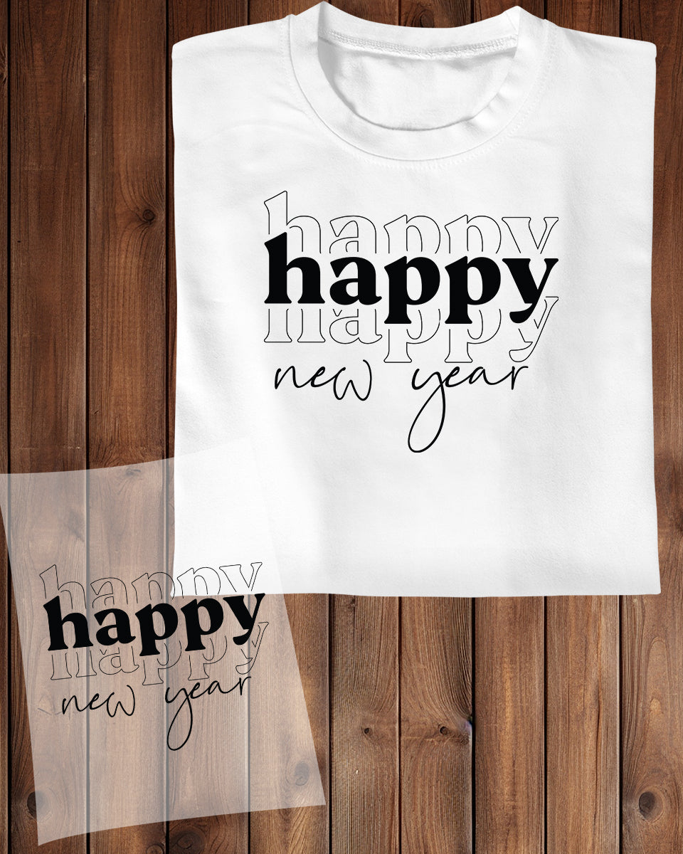 Happy New Year Retro DTF Transfer