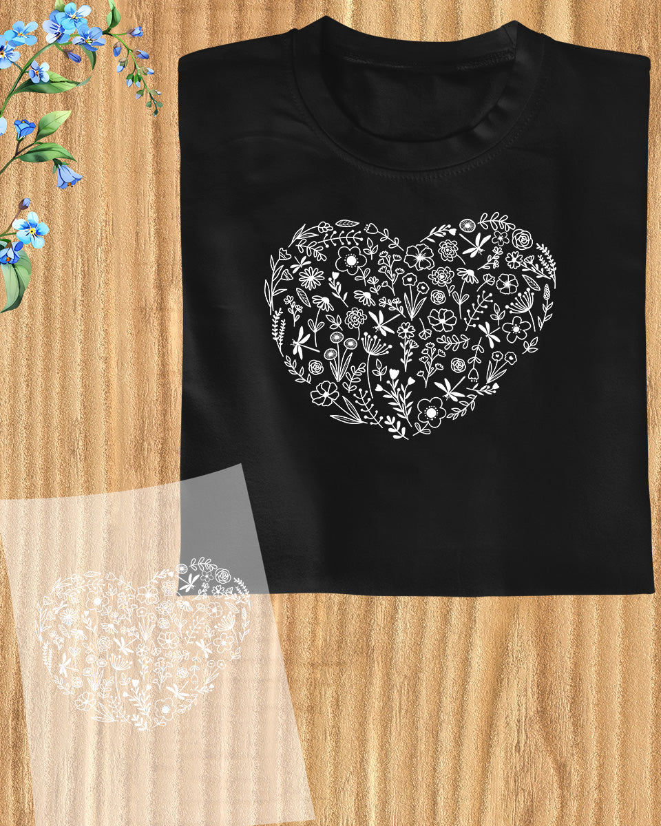 Floral Heart Retro DTF Transfer Film