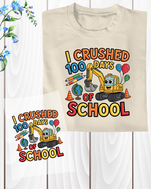 I Crushed 100 Days of School Embroidery DTF Transfer, Ready to Press Heat Transfer for Shirts, Fun 100 Days of School Design, UV Sticker