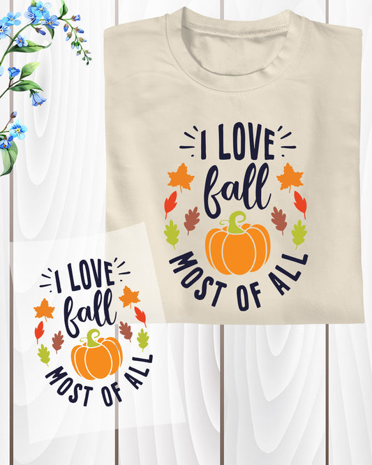 I Love Fall Most of All DTF Transfer Ready to Press