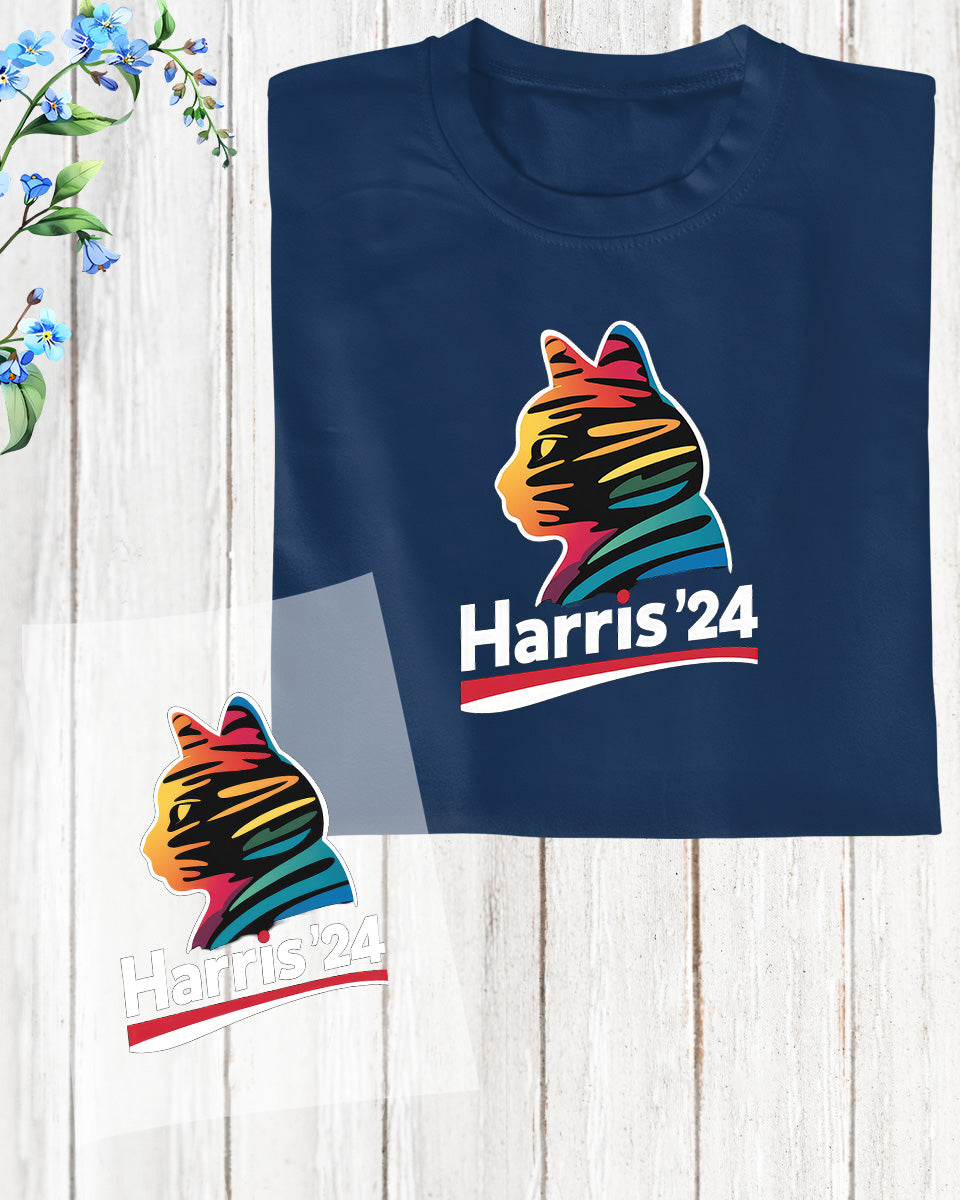 Colorful Cat Silhouette Harris '24 DTF Transfer Film