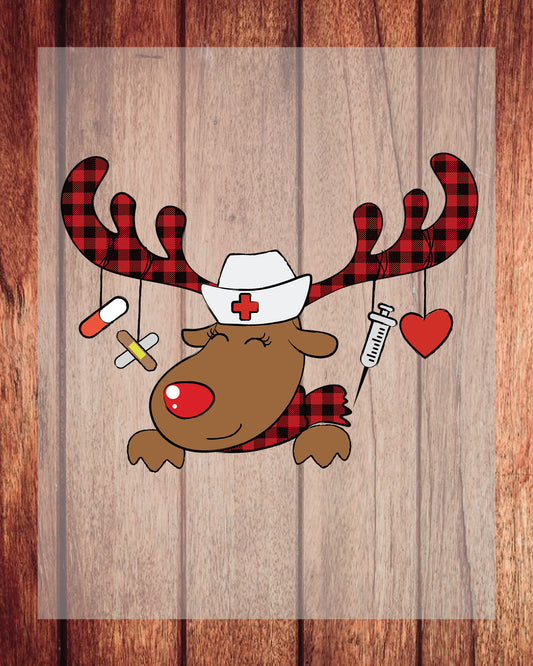 Reindeer Christmas Nurse DTF Transfer Film