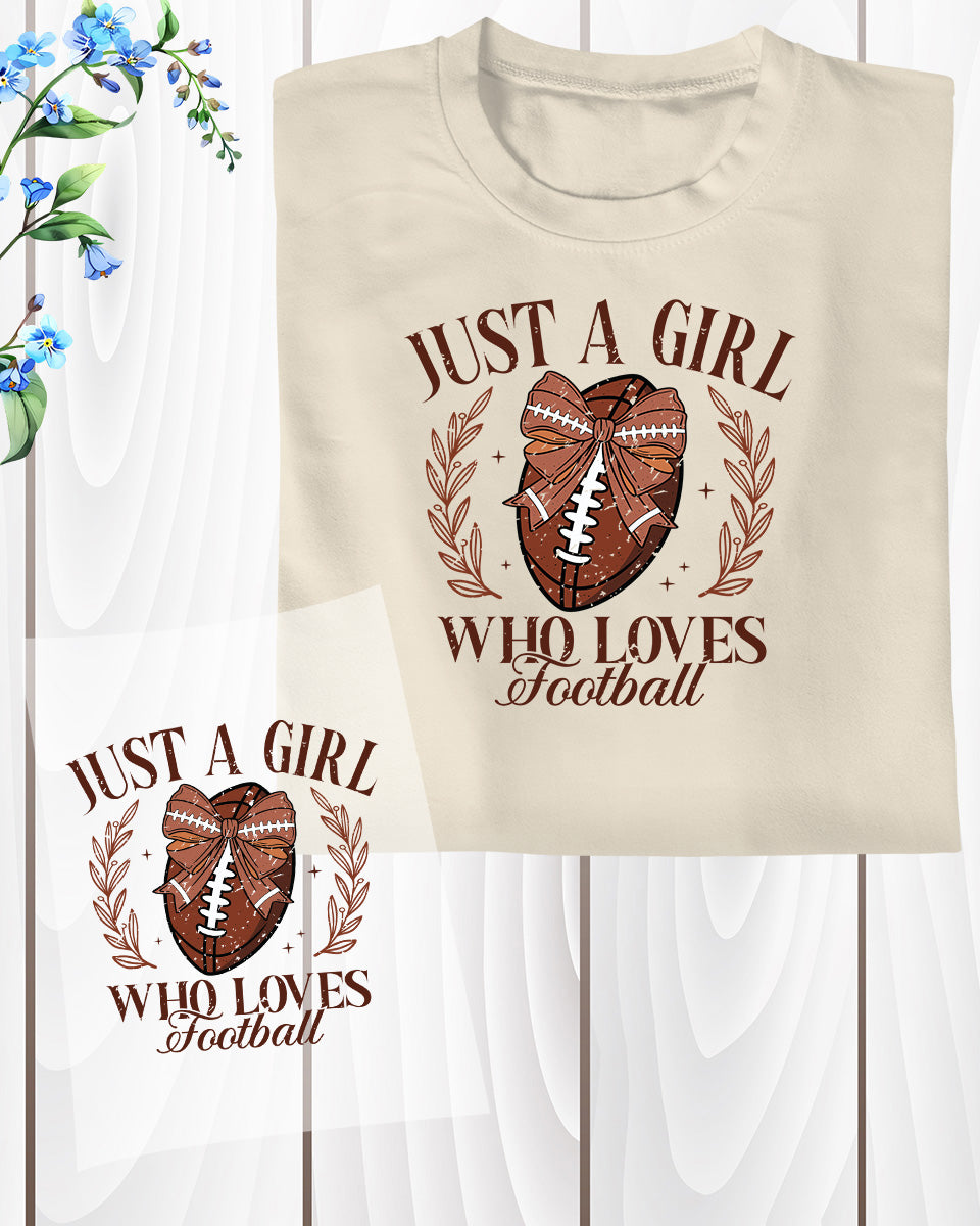 Just a Girl Who Loves Football Retro DTF Transfer Film