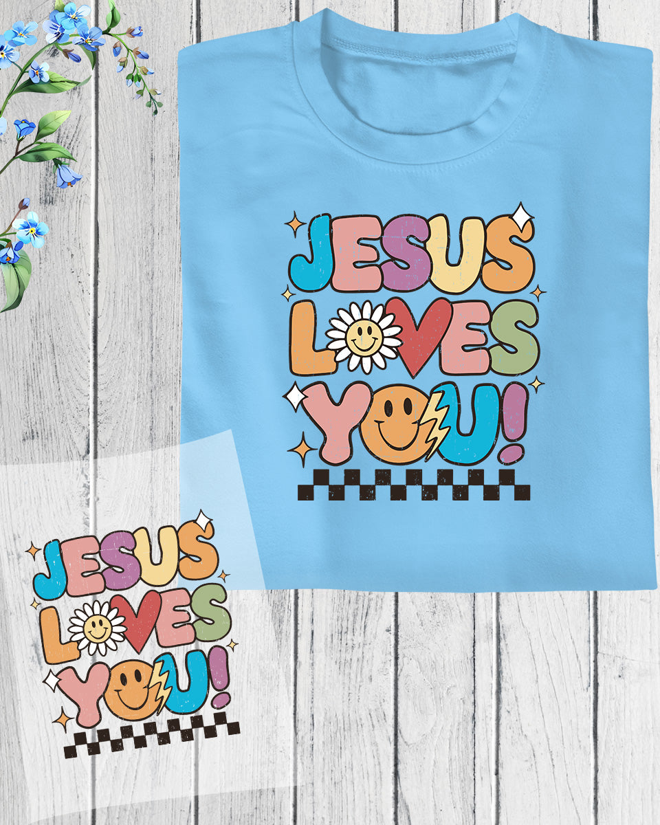 Jesus Loves You Groovy DTF Transfer Film