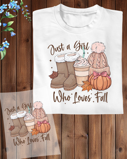 Just a Girl Who Loves Fall Autumn DTF Transfer
