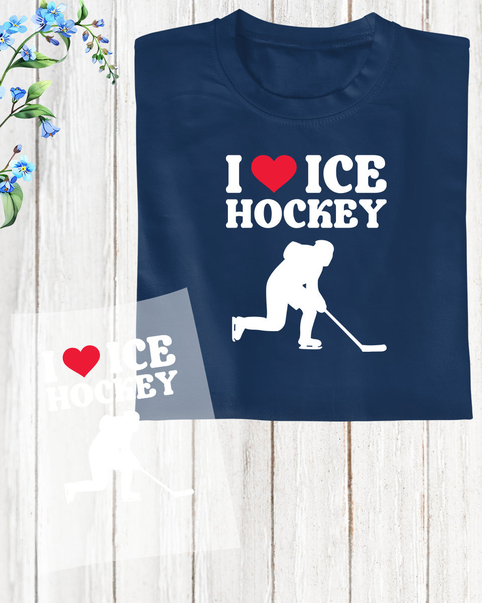 I Love Ice Hockey DTF Transfer Film