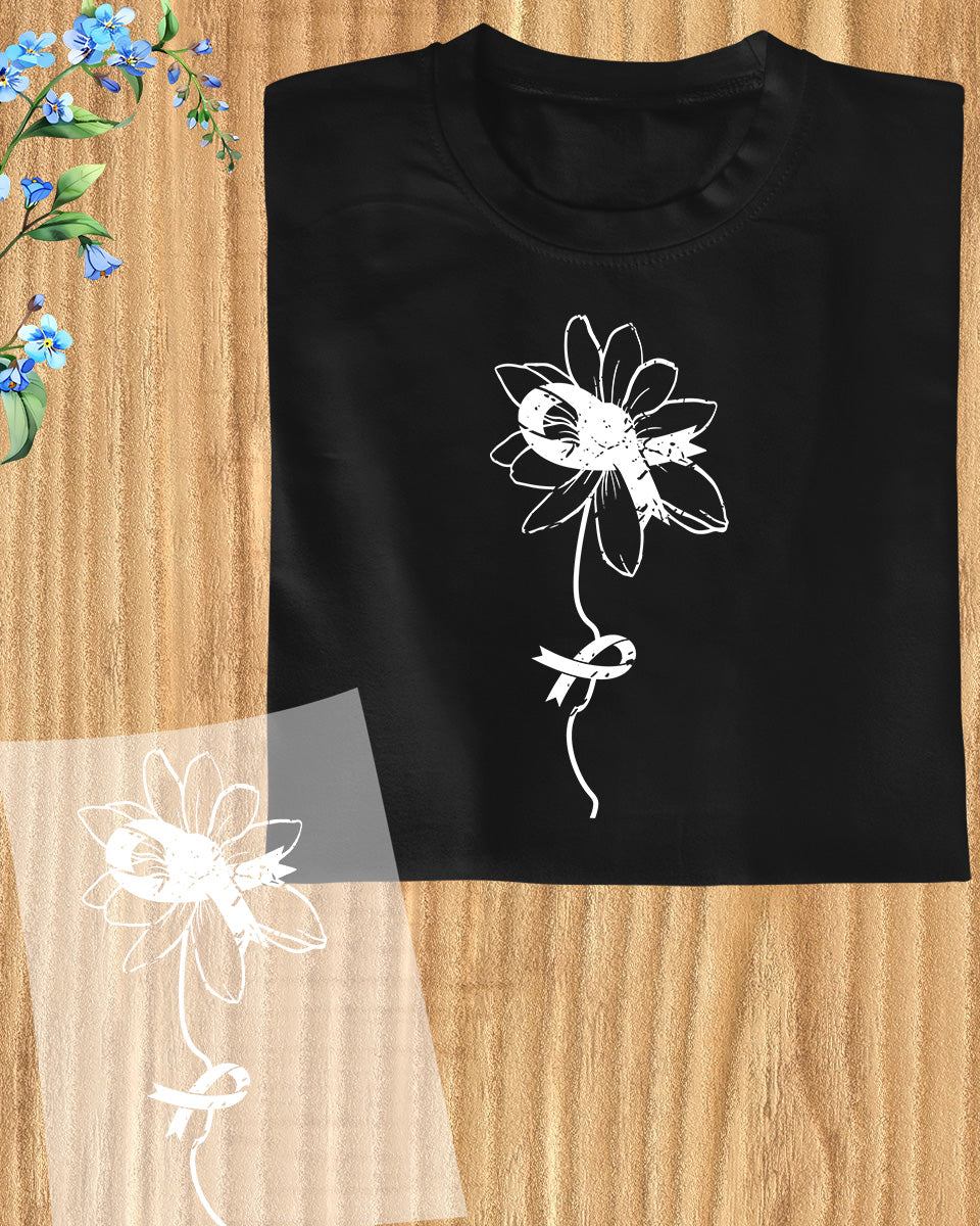 Lung Cancer Awareness Sunflower DTF Transfer Film