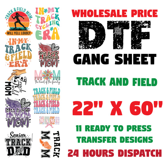 Loud and Proud Track Mom DTF Transfer Premade Gangsheet