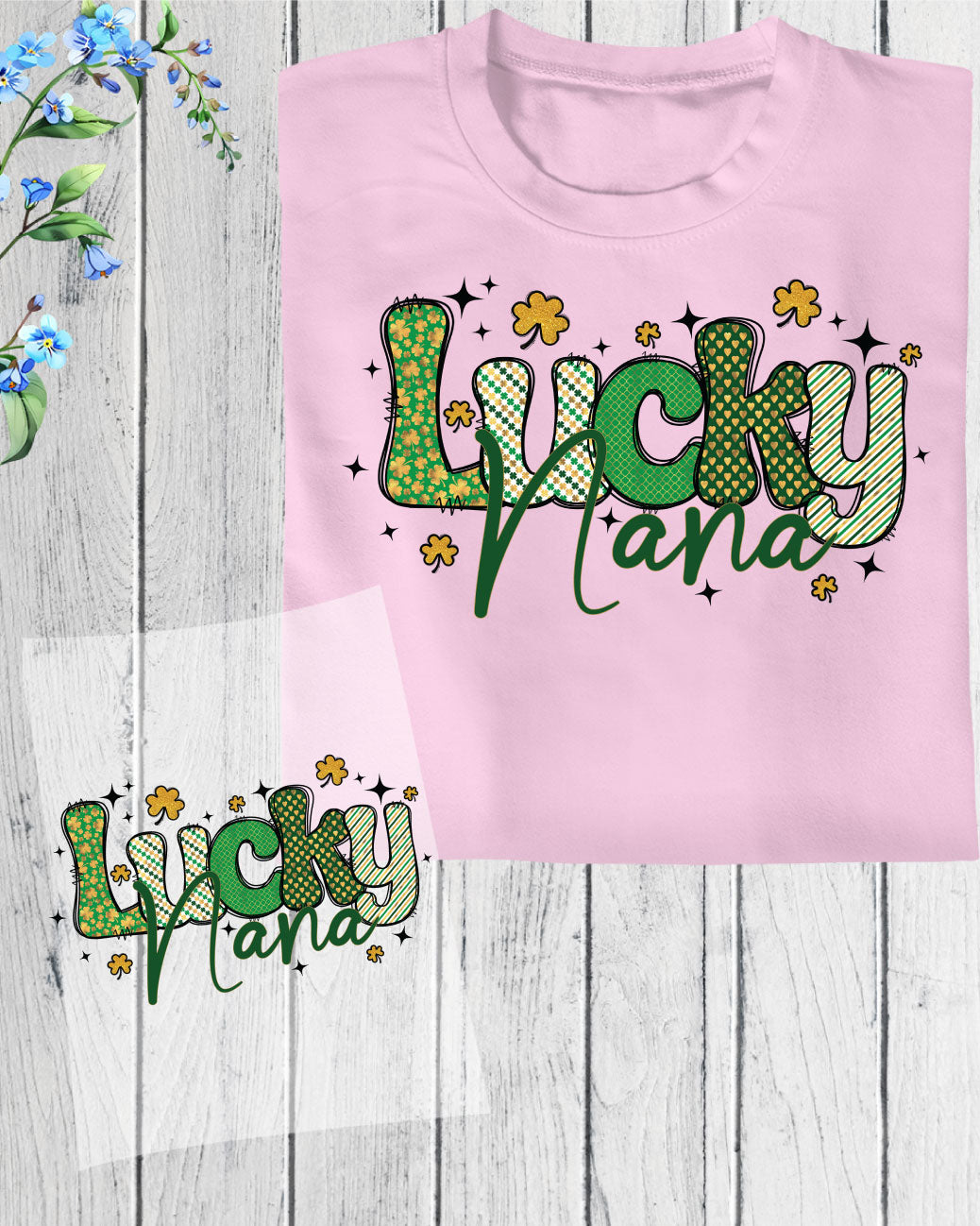 Lucky Nana St. Patrick's Day DTF Transfer Sheets Irish Grandma Ready to Press