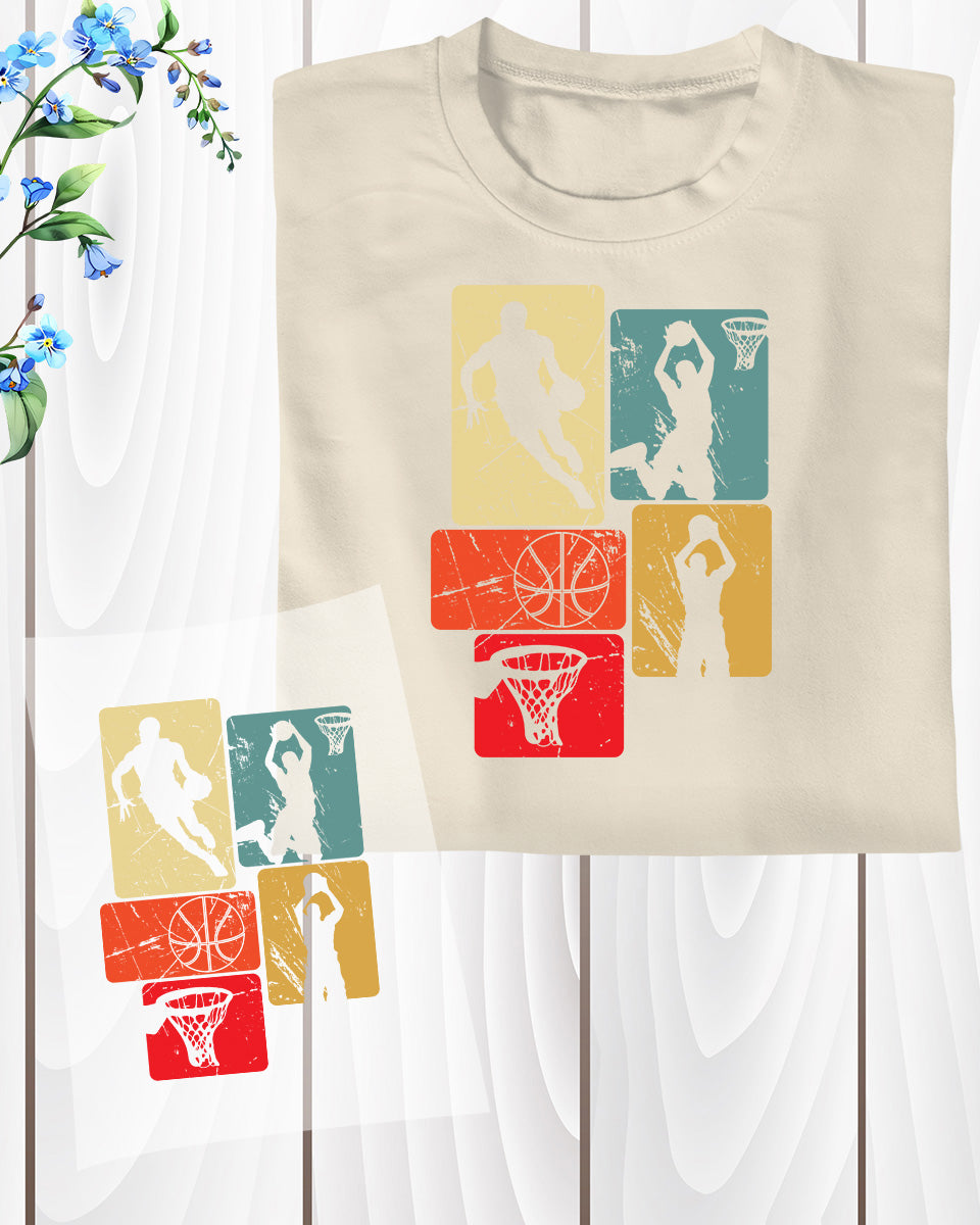 Retro Style Basketball Playing DTF Transfer Film