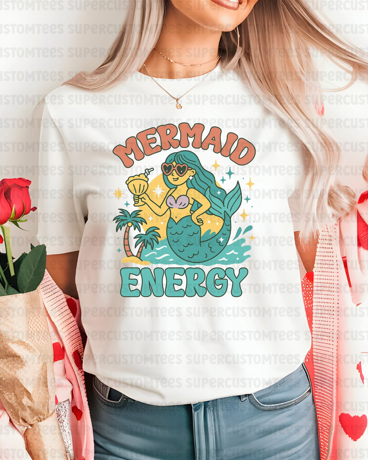 Mermaid Energy Summer Beach Lady DTF Transfer