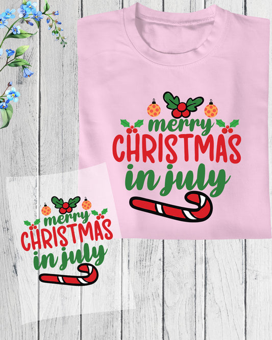 Merry Christmas in July Heat Transfer for Shirts